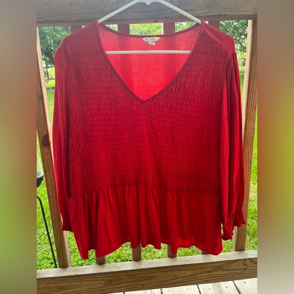 Cato Red Smocked Top 18/20